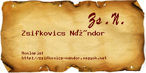Zsifkovics Nándor névjegykártya